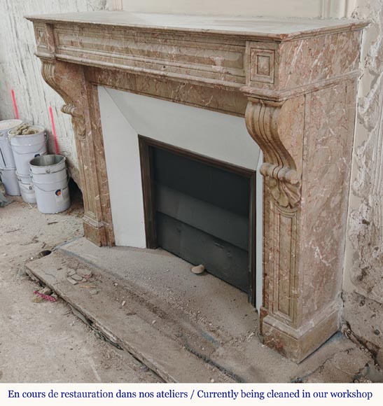 Napoleon III style mantel with Brocatelle marble modillions-4