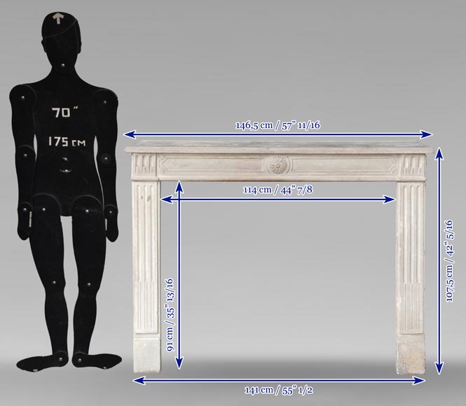 Louis XVI period mantel carved in stone-10