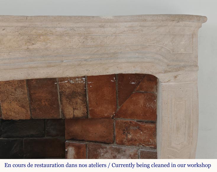 Louis XV period Burgundian mantel carved in stone with palmette motif-7