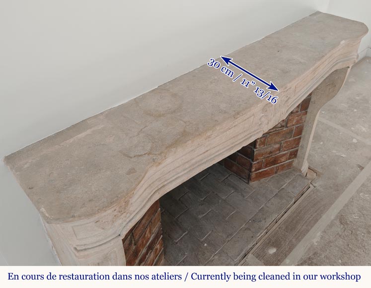 Louis XV period Burgundian mantel carved in stone with palmette motif-10