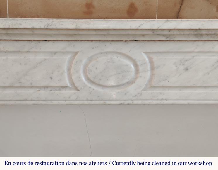 Carved Carrara marble mantel in the Louis XV style-1