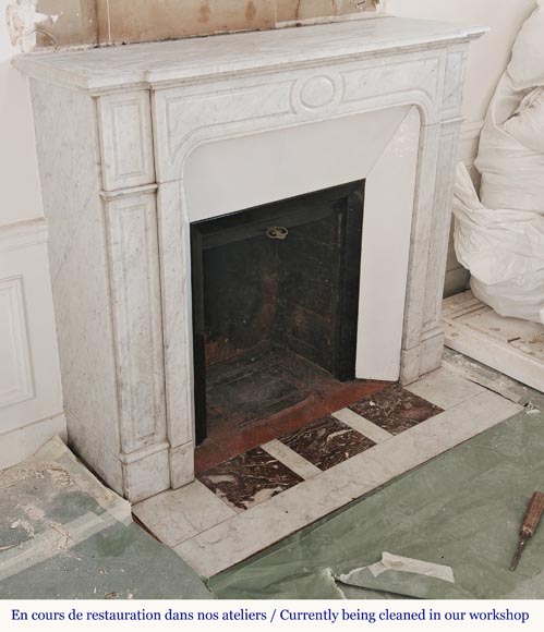 Carved Carrara marble mantel in the Louis XV style-2