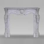  Louis XV style Carrara marble mantel with deeply carved entablature