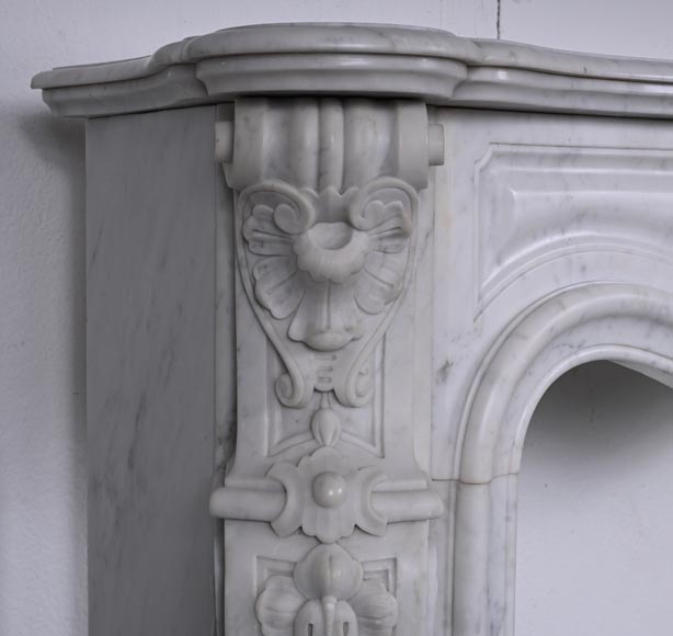  Louis XV style Carrara marble mantel with deeply carved entablature-6