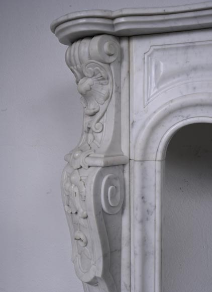  Louis XV style Carrara marble mantel with deeply carved entablature-7