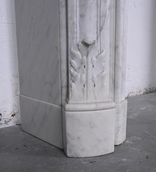  Louis XV style Carrara marble mantel with deeply carved entablature-9