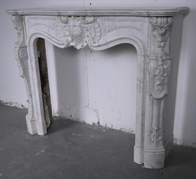  Louis XV style Carrara marble mantel with deeply carved entablature-10