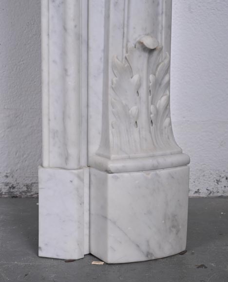  Louis XV style Carrara marble mantel with deeply carved entablature-12