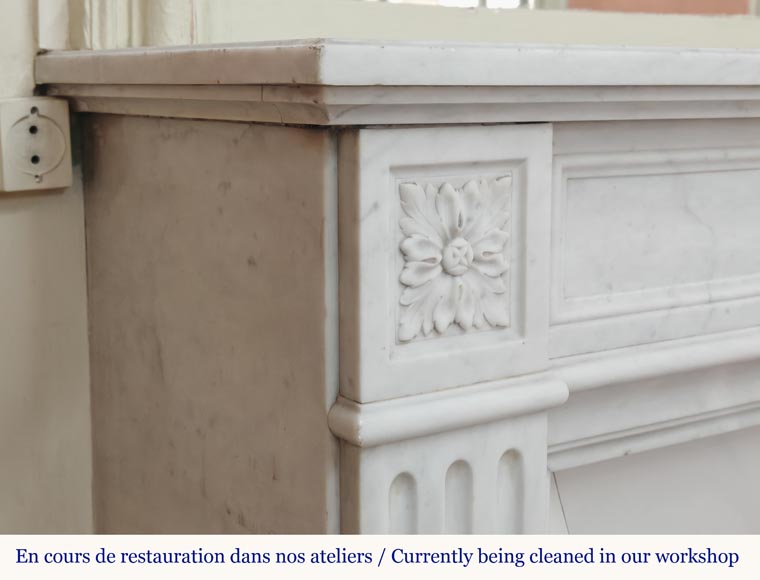 Louis XVI style mantel carved in Carrara marble with sunflower-3