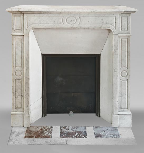 Louis XV style Pompadour mantel carved in Carrara marble-0