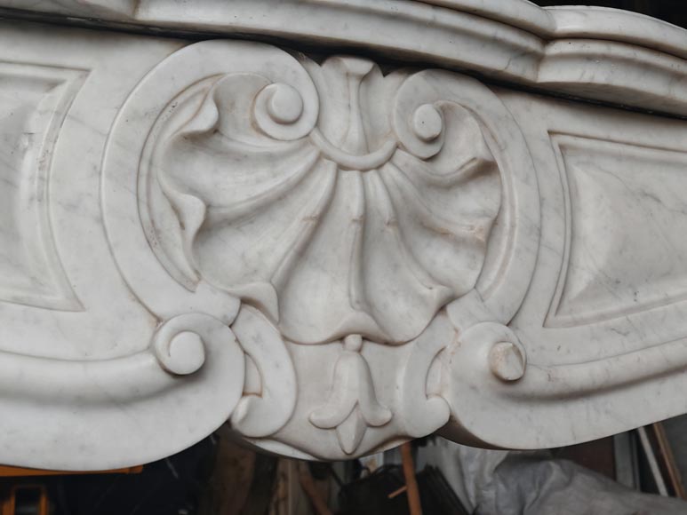 Louis XV style mantel with three shells carved in Carrara marble-2