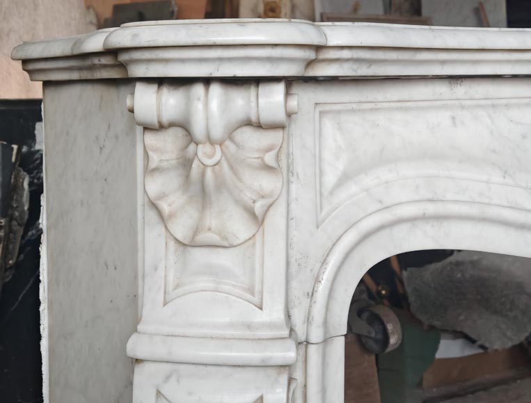 Louis XV style mantel with three shells carved in Carrara marble-4