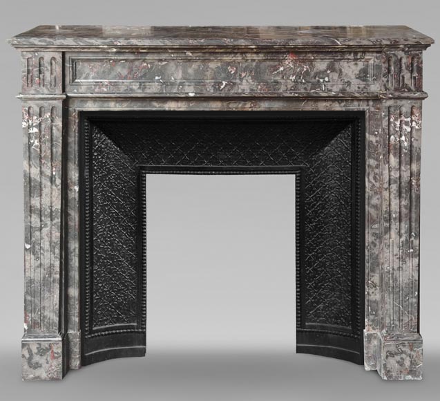 Louis XVI style molded marble mantel in Jourdan wood-0