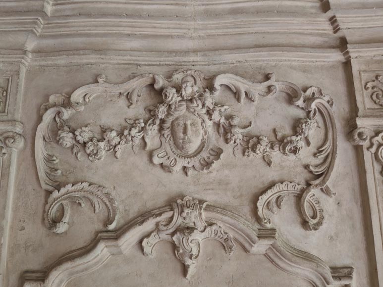 Louis XV period stone mantel with carved overmantel-1