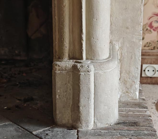 Louis XV period stone mantel with carved overmantel-20