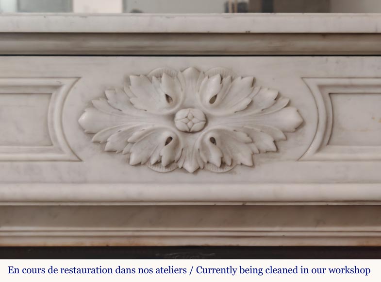 Louis XVI style molded and curved Carrara marble mantel-1