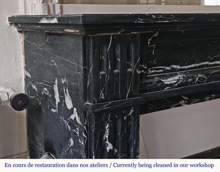 Louis XVI style molded black Marquina marble mantel-3