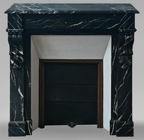 Napoleon III style mantel with black Marquina marble modillions-0