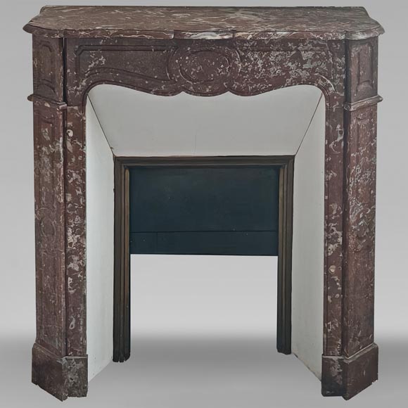 Louis XV style Pompadour mantel in Rouge du Nord marble-0