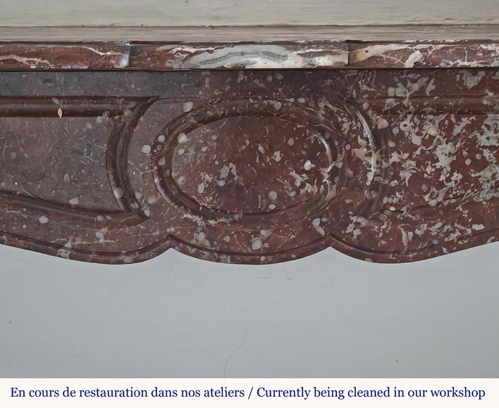 Louis XV style Pompadour mantel in Rouge du Nord marble-1