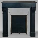 Napoleon III style mantel with modillions in fine black Belgian marble