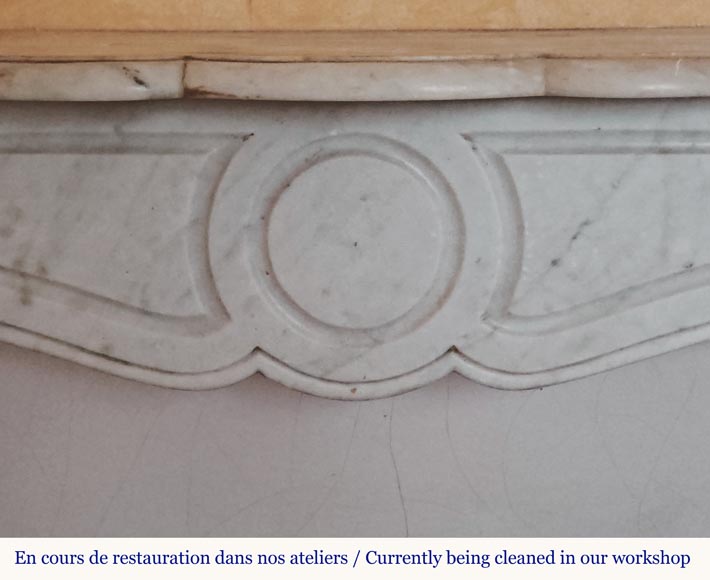 Small Louis XV style Pompadour mantel in Carrara marble-1