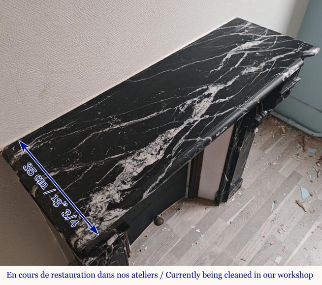 Napoleon III style mantel in black Marquina marble-8