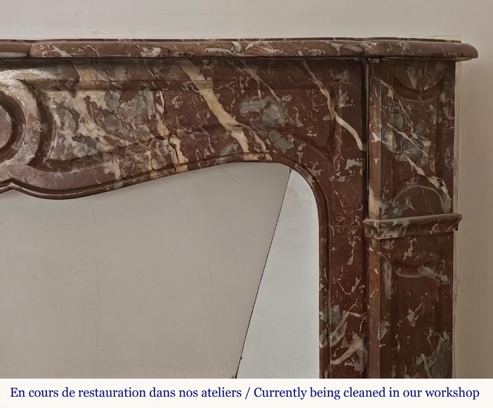 Louis XV style Pompadour mantel in Rouge du Nord marble-10