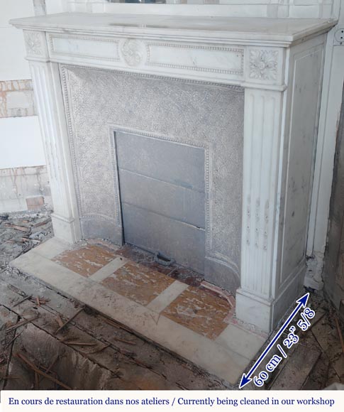 Louis XVI style mantel in semi-statuary marble decorated with a pearl motif-6