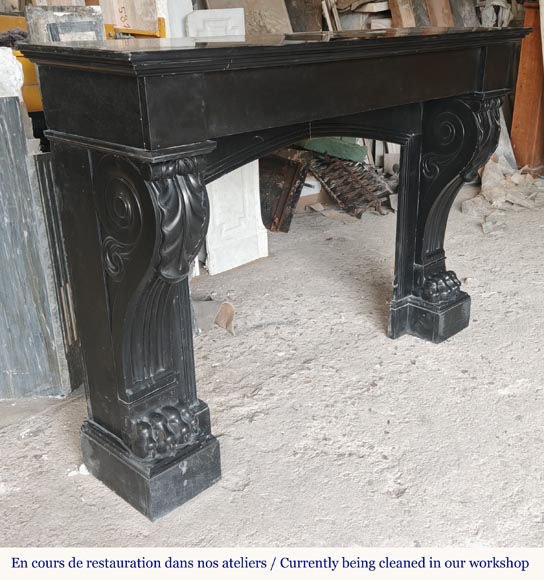 Lion paw mantel in fine black marble-2