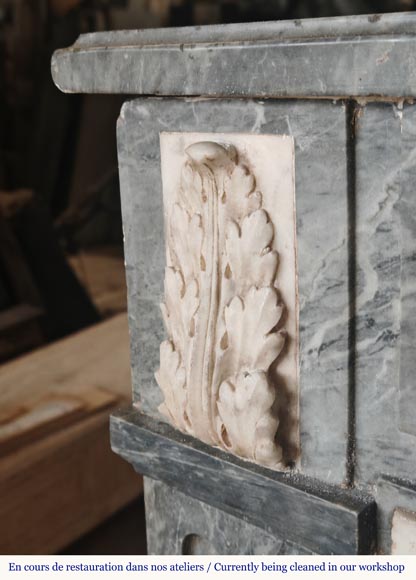 Louis XVI period two-tone Turquin marble mantel decorated with acanthus leaves-5