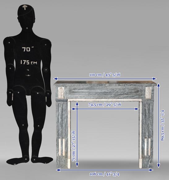 Louis XVI period two-tone Turquin marble mantel decorated with acanthus leaves-10