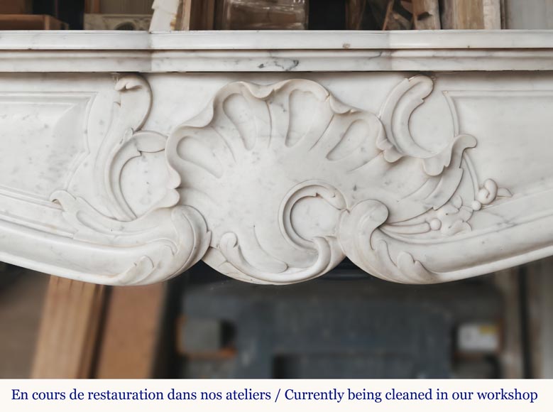 Louis XV style Carrara marble mantel with asymmetrical shell motif-1