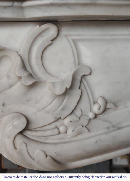 Louis XV style Carrara marble mantel with asymmetrical shell motif-3