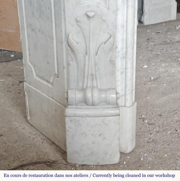 Louis XV style Carrara marble mantel with asymmetrical shell motif-6