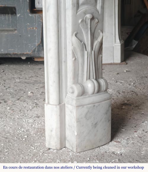 Louis XV style Carrara marble mantel with asymmetrical shell motif-9