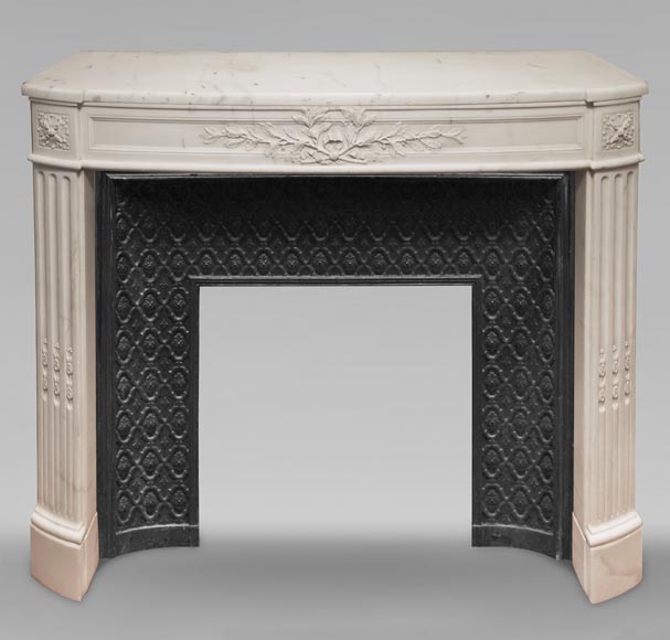 Louis XVI style curved mantel decorated with a laurel wreath-0