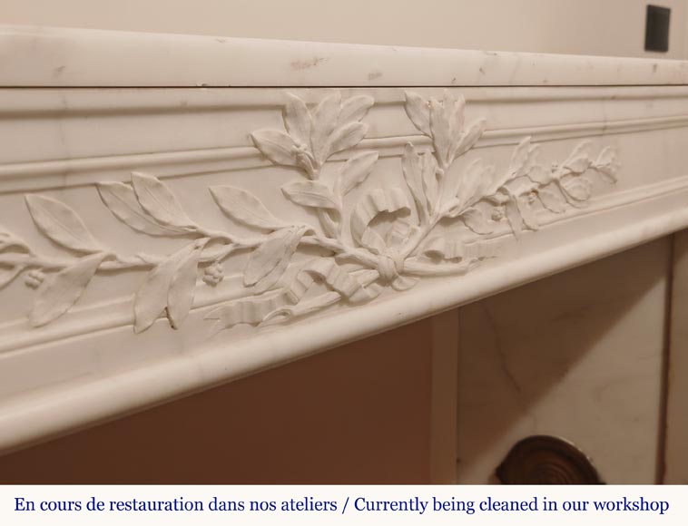 Louis XVI style curved mantel decorated with a laurel wreath-2