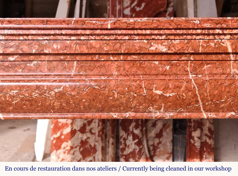 Louis XIV style mantel in red Campan marble-1