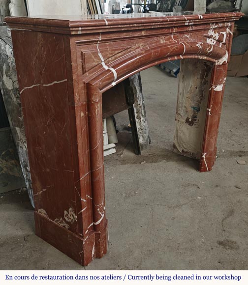 Louis XIV style red marble mantel-2