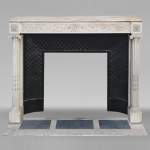 Louis XVI style mantel with Ionic half-columns in statuary marble