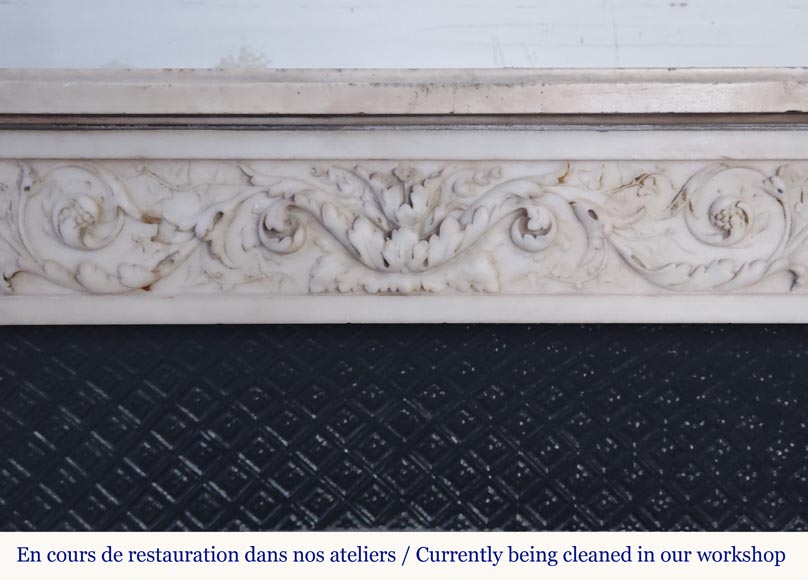 Louis XVI style mantel with Ionic half-columns in statuary marble-1