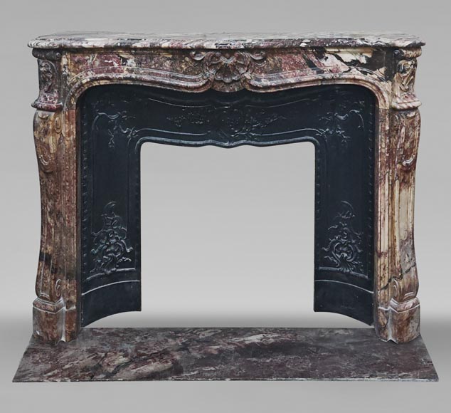 Louis XV style mantel in pink marble-0