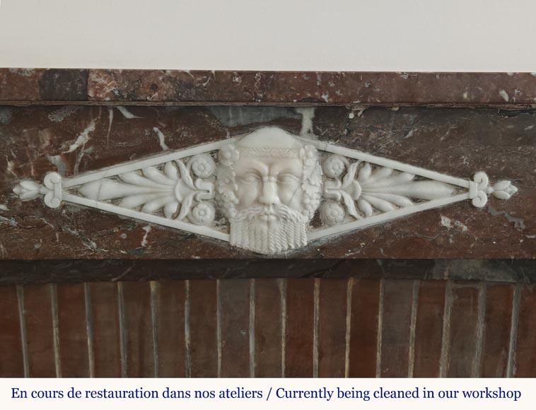 Directoire period mantel carved in Rouge du Nord marble-1