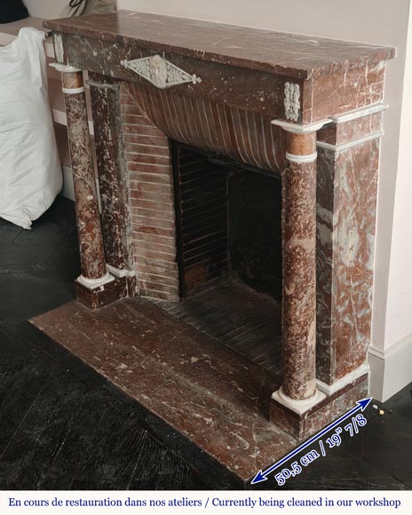 Directoire period mantel carved in Rouge du Nord marble-7