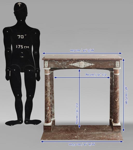 Directoire period mantel carved in Rouge du Nord marble-12