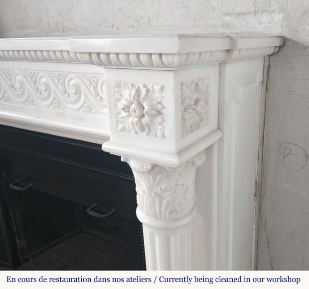 Large Louis XVI-style mantel with Corinthian columns-8