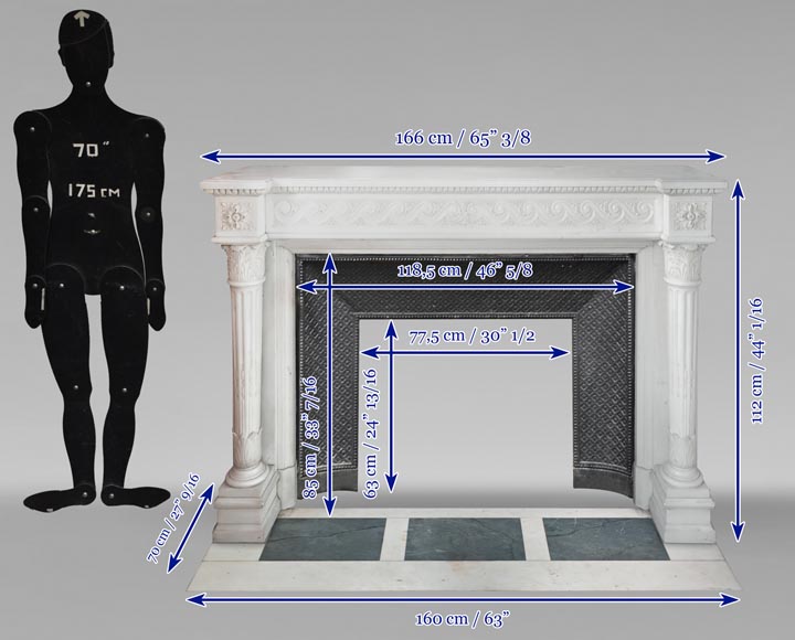 Large Louis XVI-style mantel with Corinthian columns-15