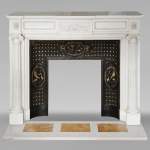 Louis XVI style mantel in statuary marble with Ionic columns