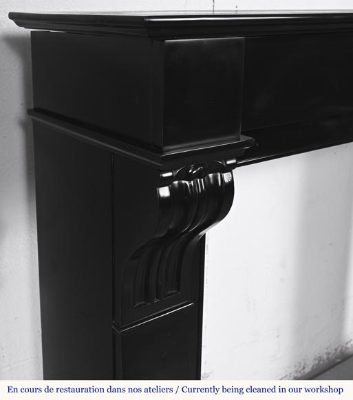 Napoleon III style fireplace with modillions, in fine black Belgian marble Napoleon III style fireplace with modillions, in fine black Belgian marble-3